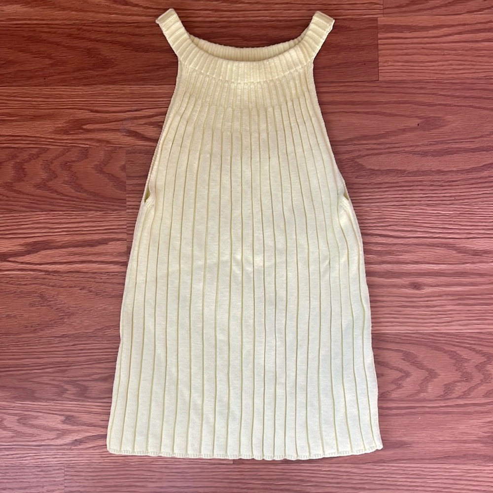 Anthropologie Yellow Ribbed Sleeveless Tank Sweater Size XS EUC